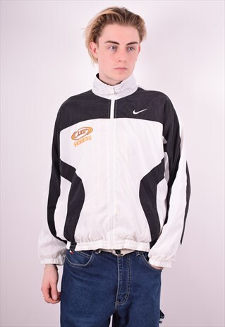 NIKE MENS VINTAGE TRACKSUIT TOP JACKET SMALL WHITE 90'S