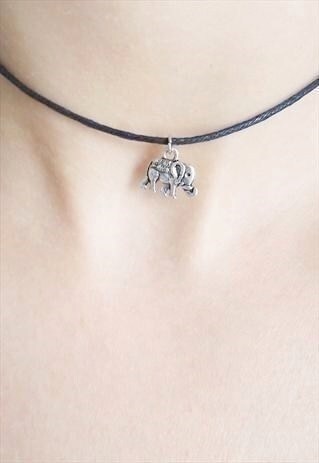 SILVER ELEPHANT CHOKER - CORD CHOKER