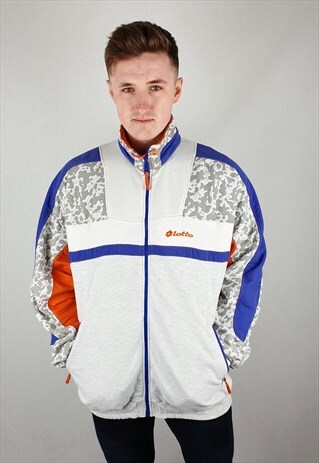 VINTAGE RETRO COLOURFUL PATTERNED LOTTO SWEATSHIRT FLEECE