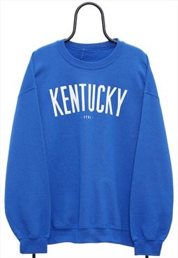 Vintage Kentucky Spellout Blue Sweatshirt Womens