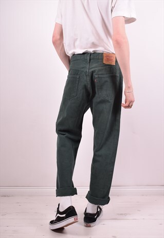 LEVI'S 501 MENS VINTAGE JEANS W34 L30 GREEN 90S