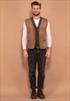 Vintage 70's Men Sheepskin Suede Vest in Brown