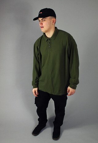 PATAGONIA GREEN LONG SLEEVE POLO