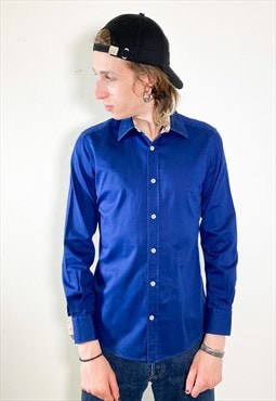 Vintage 90s blue popeline slim fit shirt 