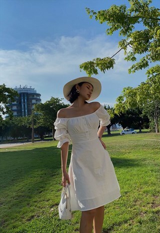 COTTON RUFFLED SUMMER MINI DRESS