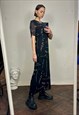 VINTAGE BLACK CHIFFON SHORT SLEEVE MAXI DRESS