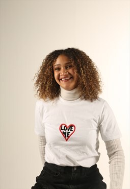 CATCALL 'Love Me' Embroidered Heart Graphic T-shirt in WHITE