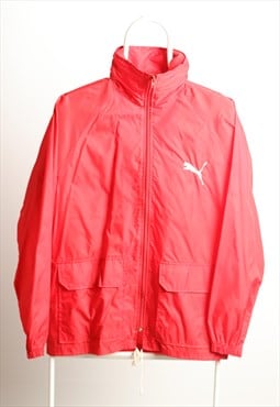 Vintage Puma Sportswear Rain Shell Hooded Jacket Logo Red