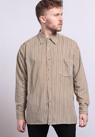 VINTAGE CORDUROY CORD STRIPED SHIRT