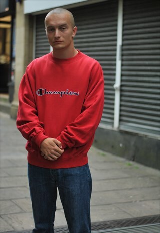 VINTAGE CHAMPION SPELL OUT LOGO CREW NECK SWEATER