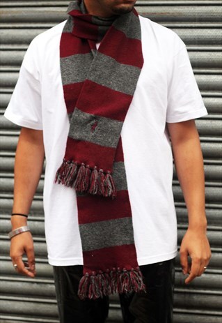 VINTAGE RALPH LAUREN STRIPED WOOL AND CASHMERE BLEND SCARF