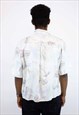 VINTAGE ABSTRACT PATTERN SHIRT IN WHITE, SIZE M