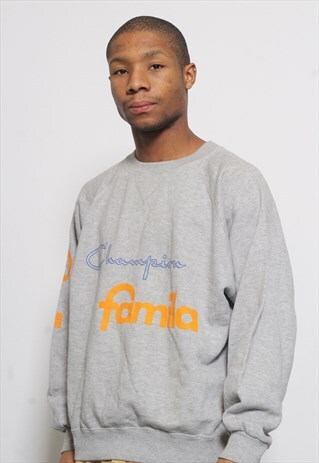 VINTAGE CHAMPION LOGO SWEATSHIRT GREY