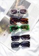 BLACK RECTANGLE SUNGLASSES WITH FLORAL MONOGRAM ARM DETAIL