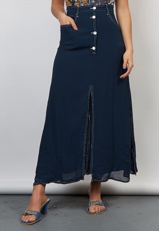 VINTAGE 90'S FENDI CONTRAST STITCH MIDAXI SKIRT