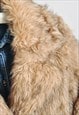 VINTAGE 00S FAUX FUR COAT IN BEIGE