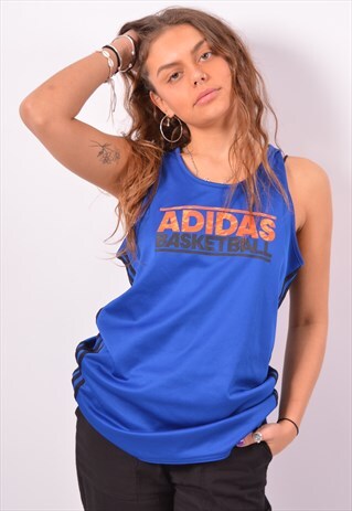 VINTAGE ADIDAS REVERSIBLE VEST TOP BLUE