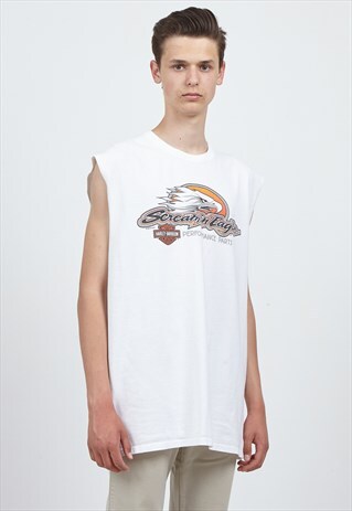 VINTAGE WHITE HARLEY-DAVIDSON TANK TOP