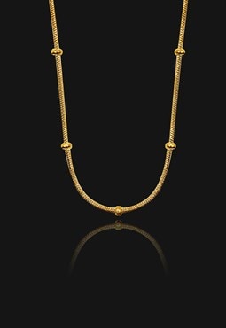 Interval Beaded Snake Chain Necklace 18k Gold Plated