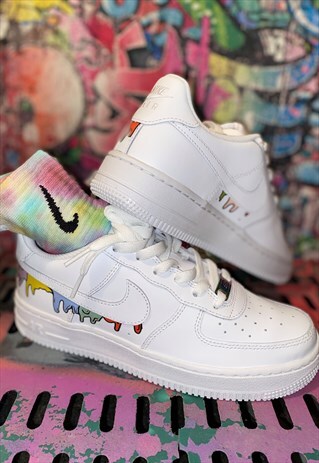 NIKE CUSTOM NIKE AIR FORCE 1 - RAINBOW DRIP SOCKS SET