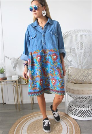 DRESS DENIM SHIRT VINTAGE WAX FABRIC
