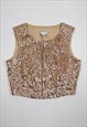 APART Y2K GOLD SEQUINS CROP TOP BEADED EMBROIDERED PARTY