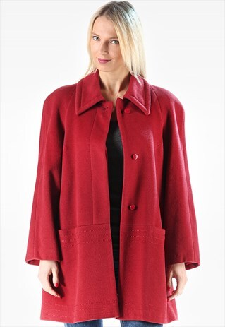 RED WOOL MINI COAT