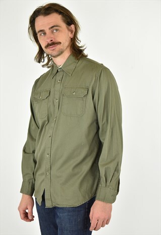 VINTAGE 90'S WRANGLER GREEN BUTTONDOWN SHIRT SIZE M