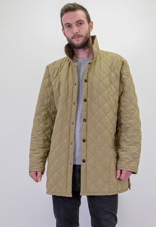 VINTAGE BARBOUR QUILTED AND PADDED JACKET IN BEIGE XXL