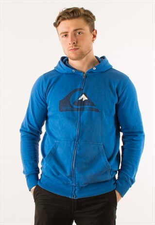 VINTAGE 90S BLUE QUICKSILVER FULL ZIP HOODIE LARGE