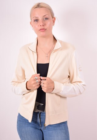 CHAMPION WOMENS VINTAGE TRACKSUIT TOP JACKET MEDIUM BEIGE 90