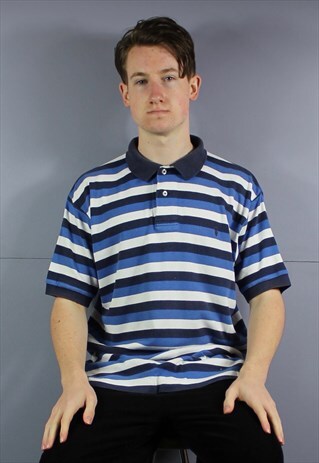 VINTAGE POLO RALPH LAUREN POLO SHIRT IN NAVY BLUE WITH EMBRO