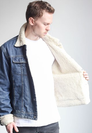 VINTAGE DIESEL DENIM SHERPA JACKET