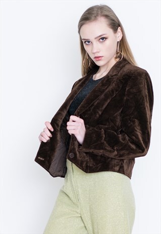 VINTAGE BROWN VELVET RETRO JACKET