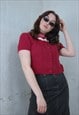 VINTAGE 90'S CROCHET CARDIGAN SHORT FESTIVAL JUMPER IN RED 