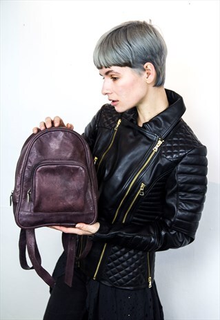 SMALL PURPLE LEATHER CITY BACKPACK