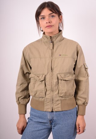 TOMMY HILFIGER WOMENS VINTAGE BOMBER JACKET MEDIUM GREEN 90S
