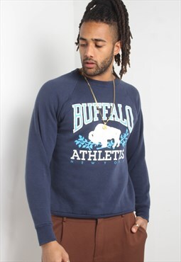 Vintage 90's Buffalo USA Graphic Sweatshirt Blue