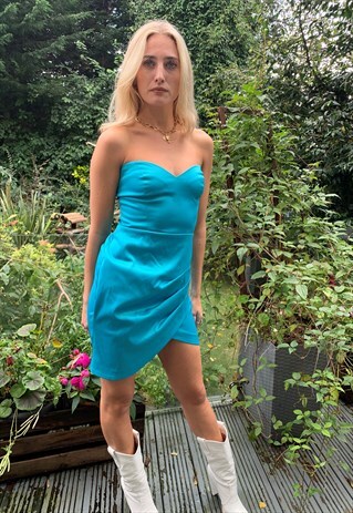 VINTAGE TURQUOISE BANDEAU DRESS