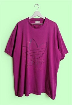 Vintage 90's Unisex Oversized T-shirt Trefoil Big Logo Pink