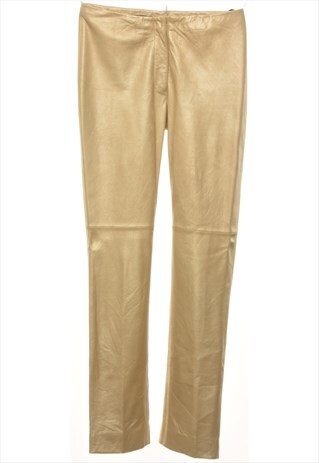 BEYOND RETRO VINTAGE GOLD LOW-RISE LEATHER TROUSERS - W
