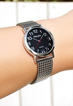 Silver Watch with Expander Strap