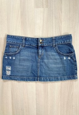 Y2K Mid Wash Blue Denim Mini Skirt