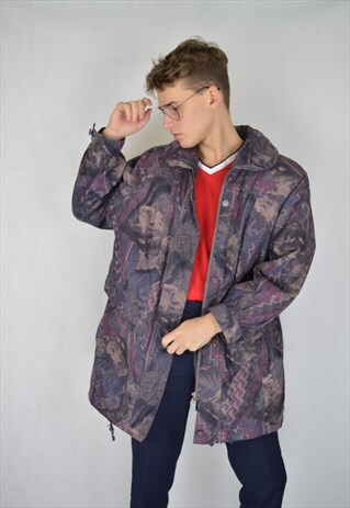 VINTAGE MULTICOLOUR GRAPHIC OVERSIZE PUFFER JACKET