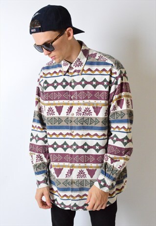 VINTAGE 90S COLOURFUL AZTEC LONG SLEEVE SHIRT