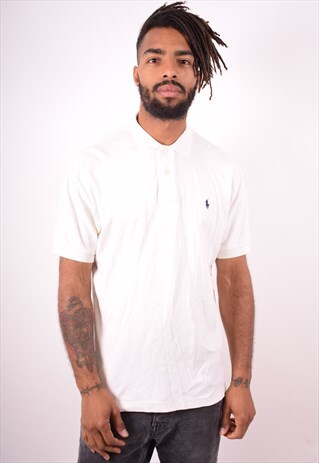 POLO RALPH LAUREN MENS VINTAGE POLO SHIRT MEDIUM WHITE 90S