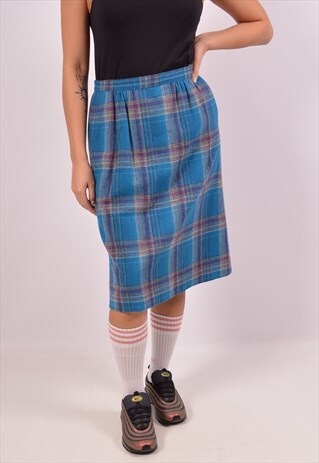 VINTAGE PENDLETON SKIRT CHECK BLUE
