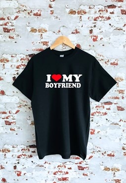 I heart my Boyfriend valentine black unisex T-shirt