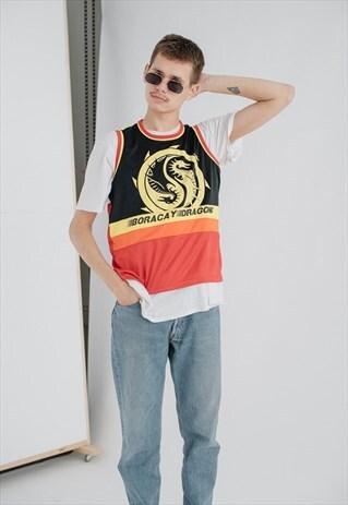 VINTAGE GRAPHIC PRINTED BORACAY DRAGONS TANK TOP MULTI XS