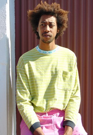 90S SURF PUNK SKATER LONG SLEEVE STRIPE TEE LARGE